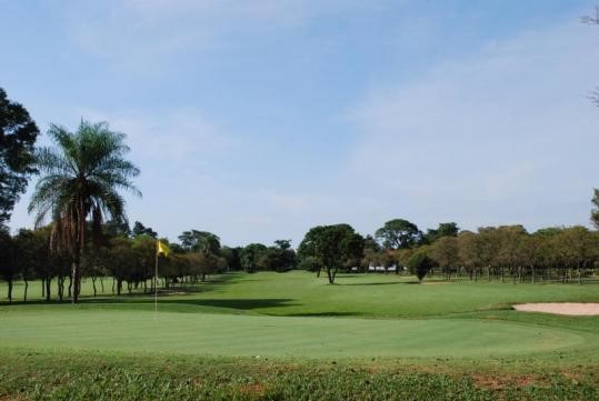 View on the green of the course of the Bastos golf club in Sao Paulo.