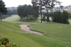 Final hole of the golf course of the Sao Ferando golf club in Cotia.