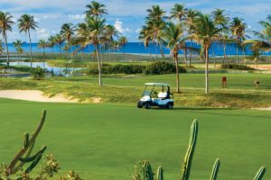 Buugy od the golf course of the Aquiraz Rivera Ocean and Dunes golf club in Fortaleza.