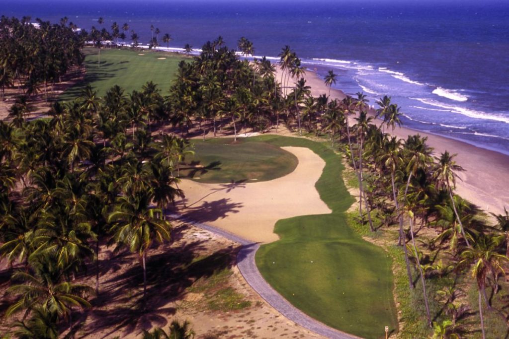 View on the beach of the Praia do Forte Golf Club and Iberostar Resort.