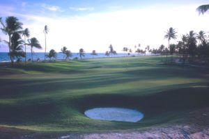 Final hole of the golf course of the Iberostar Praia do Forte golf club.