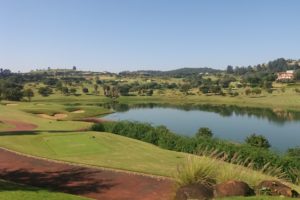 Short Par 3 of the golf course of the Fazenda da Grama Country golf club in Itapeva.