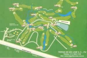 Map of the golf course of the Terras do Sao Jose golf club in Itu.