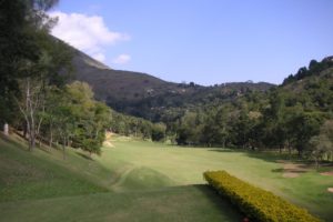Mountain view of the course of the Petropolis golf club in the state of Rio de Janeiro.