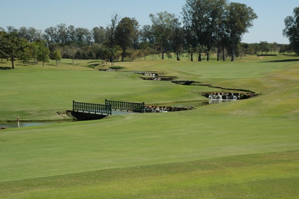 Hole 3 of the golf course of the Fazenda Santo Antonio golf club in the state of Sao Paulo.